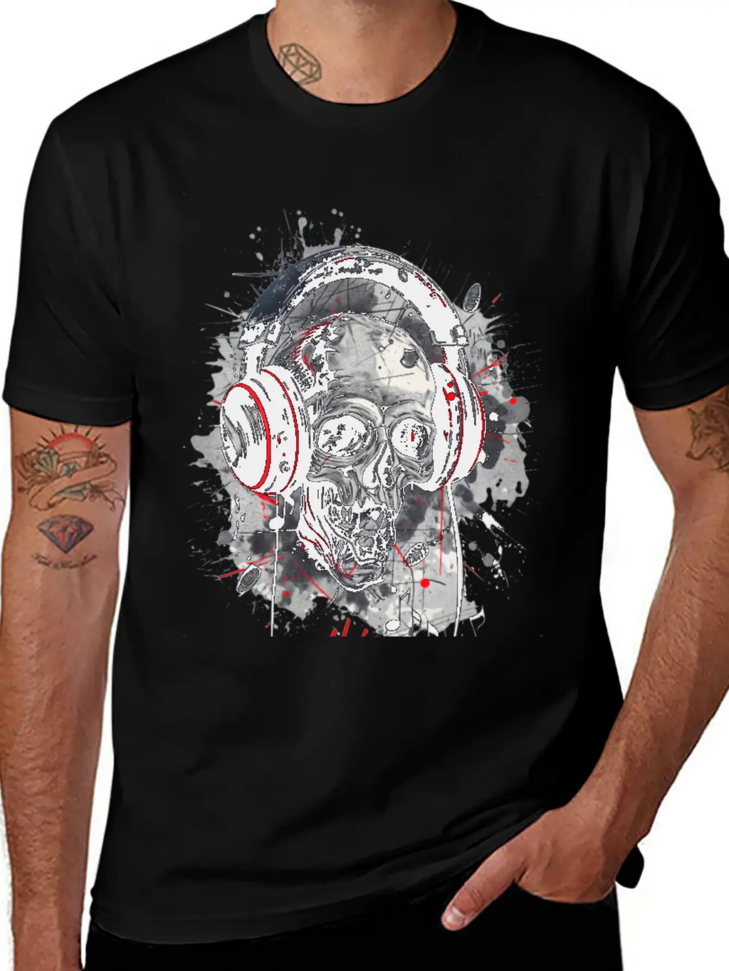 "Gothic Beats - Skull With Headphones Design" Classic Cotton Tee – Unisex Comfort For Any Season