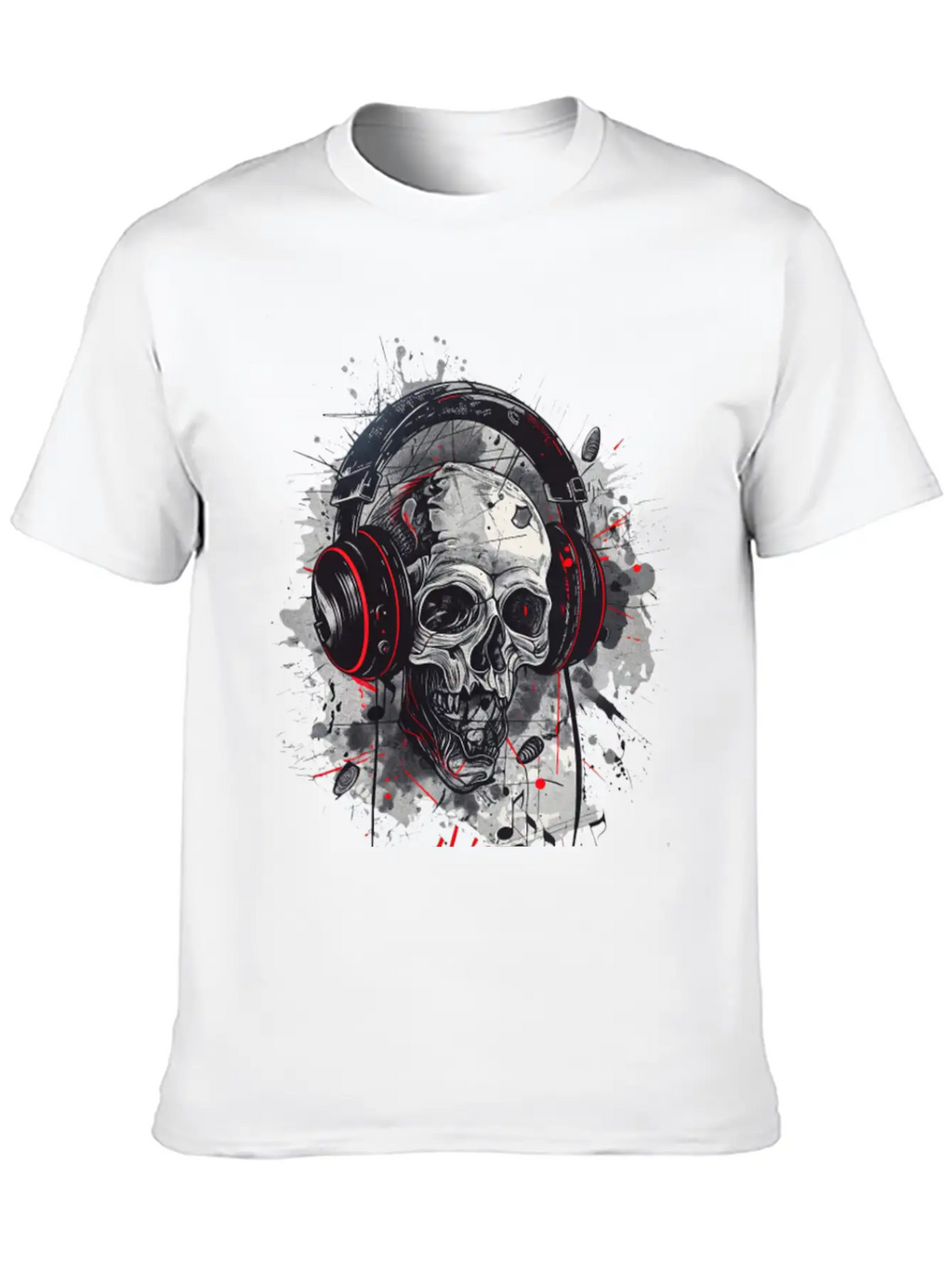 "Gothic Beats - Skull With Headphones Design" Classic Cotton Tee – Unisex Comfort For Any Season