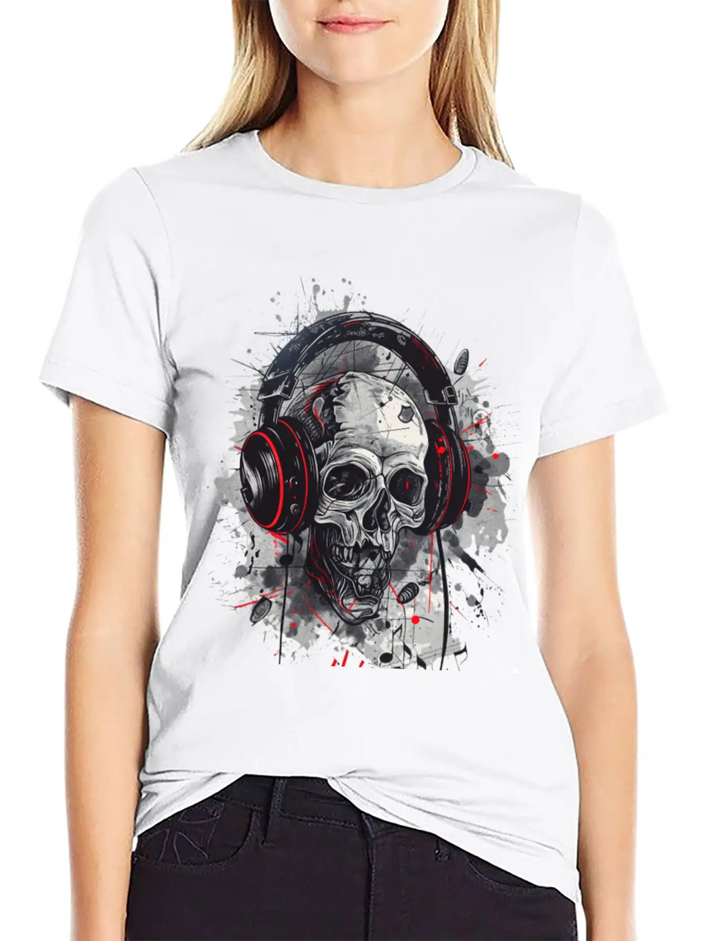 "Gothic Beats - Skull With Headphones Design" Classic Cotton Tee – Unisex Comfort For Any Season