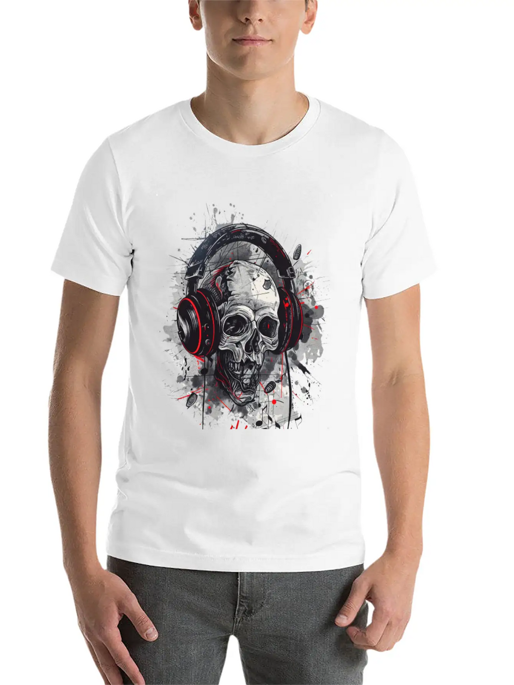 "Gothic Beats - Skull With Headphones Design" Classic Cotton Tee – Unisex Comfort For Any Season