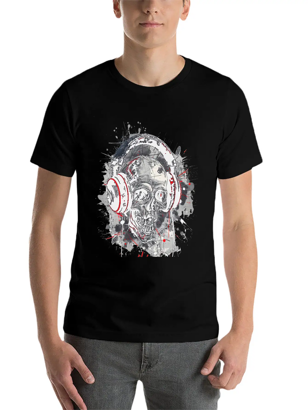 "Gothic Beats - Skull With Headphones Design" Classic Cotton Tee – Unisex Comfort For Any Season