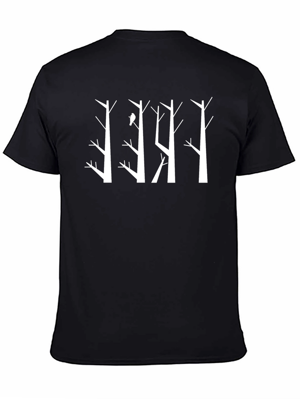 Abstract Bird on Tree T-Shirt - Black