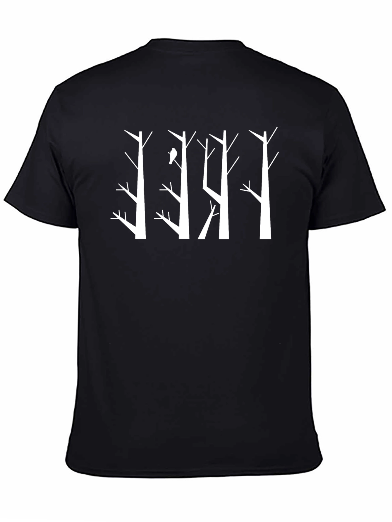 Abstract Bird on Tree T-Shirt - Black