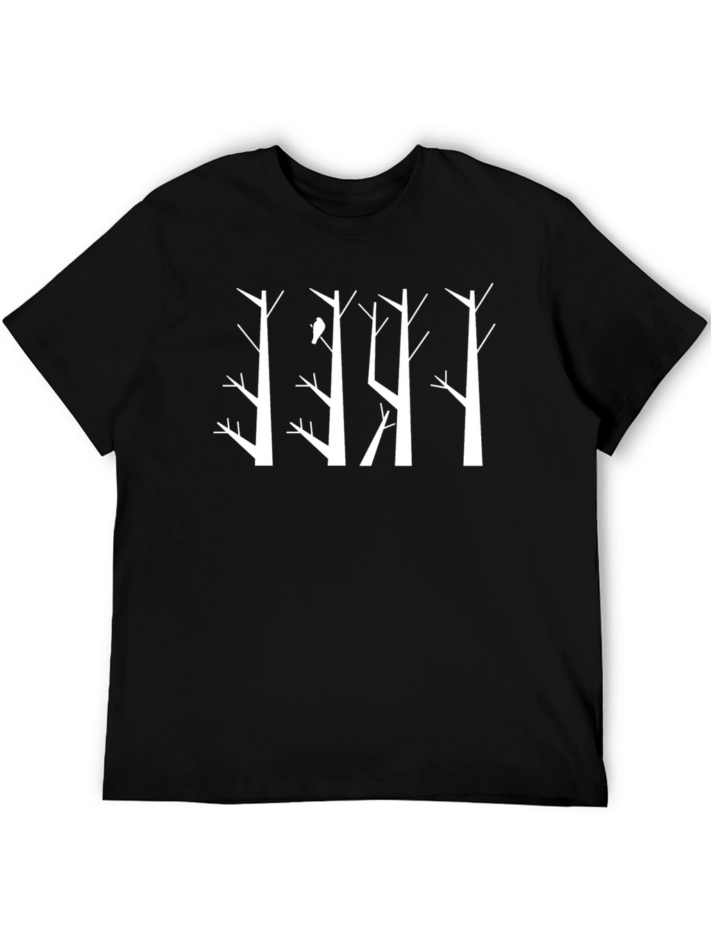 Abstract Bird on Tree T-Shirt - Black
