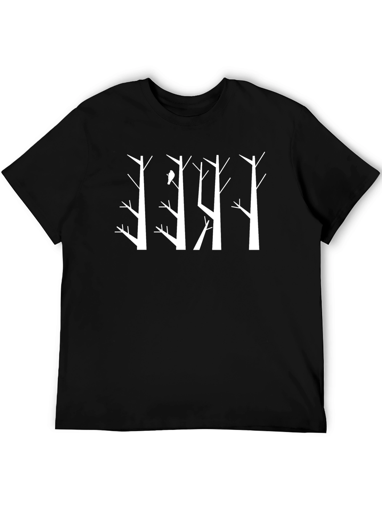 Abstract Bird on Tree T-Shirt - Black