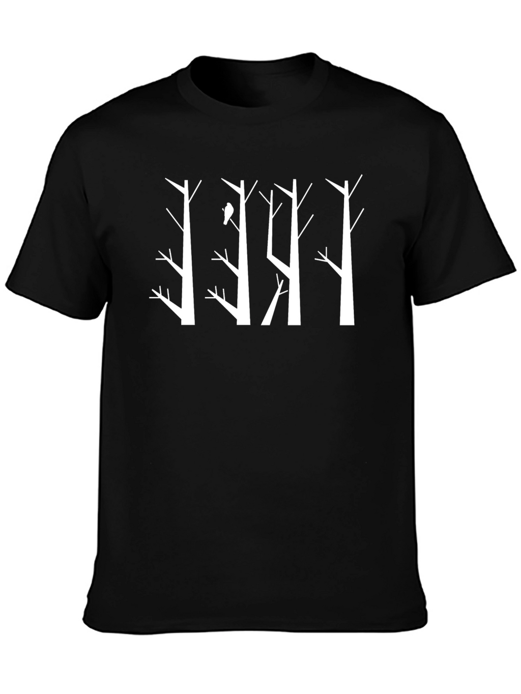 Abstract Bird on Tree T-Shirt - Black