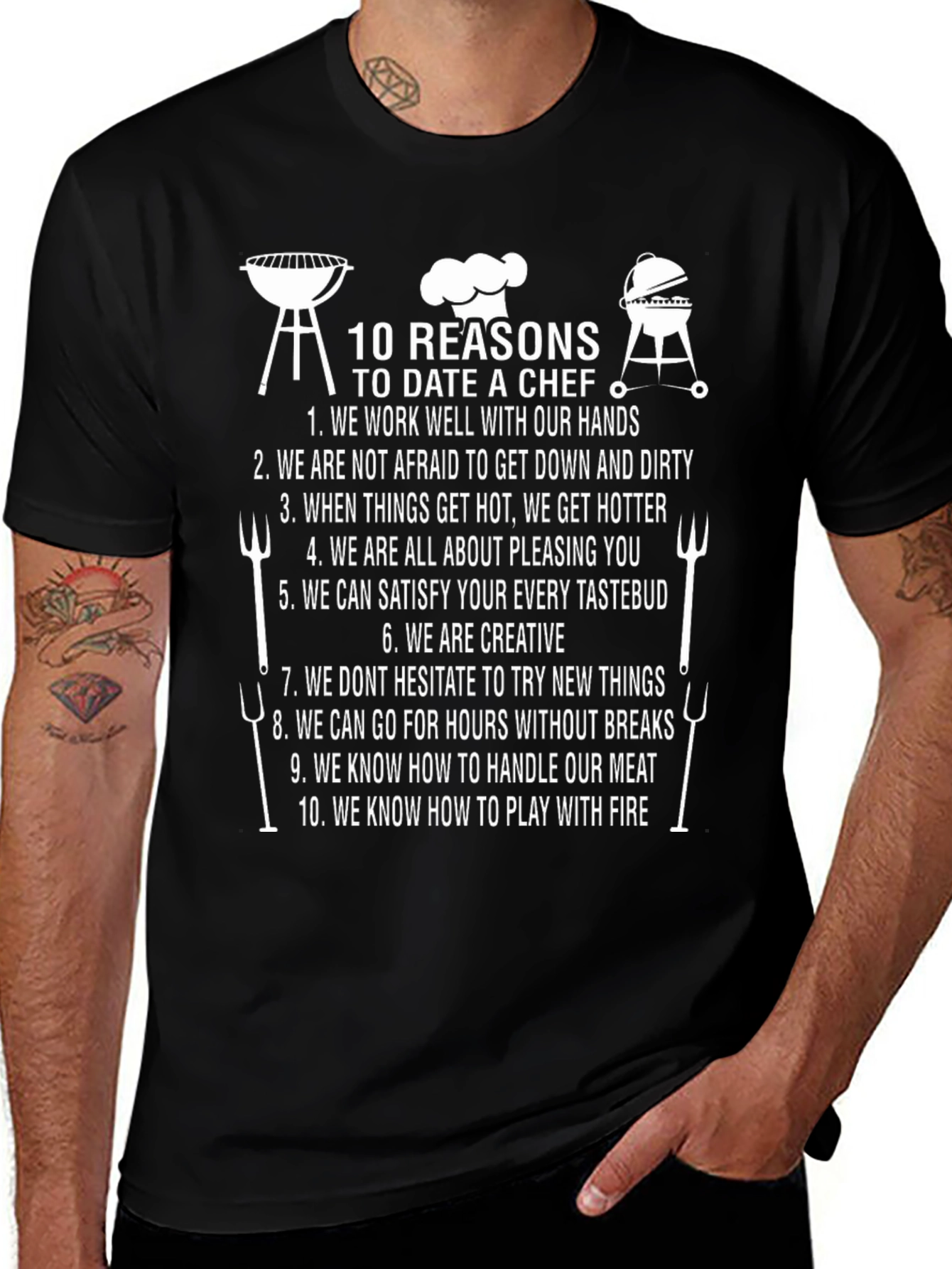 10 Reasons to Date a Chef Black T-Shirt