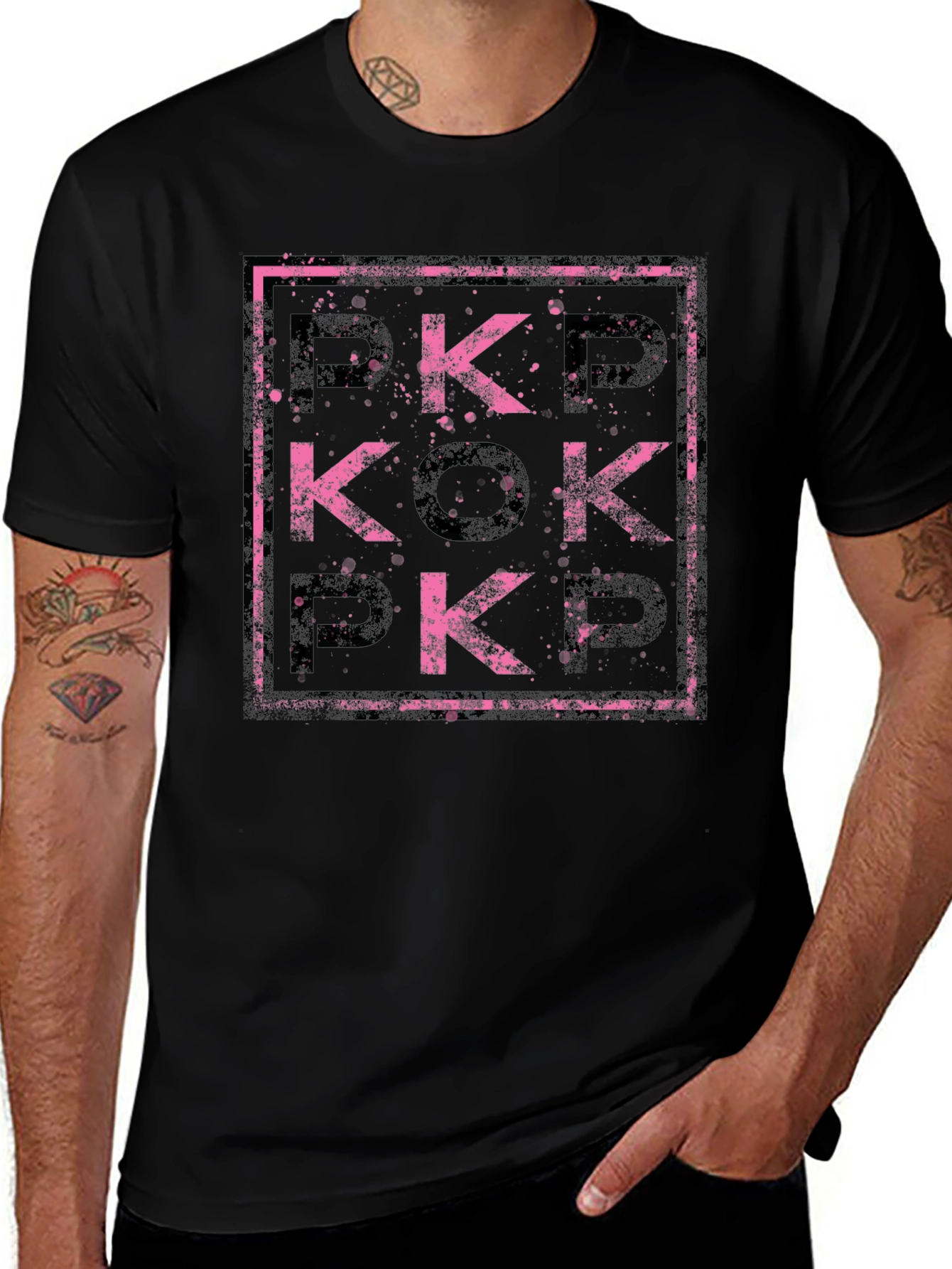 Abstract Pink and Black Graphic Tee