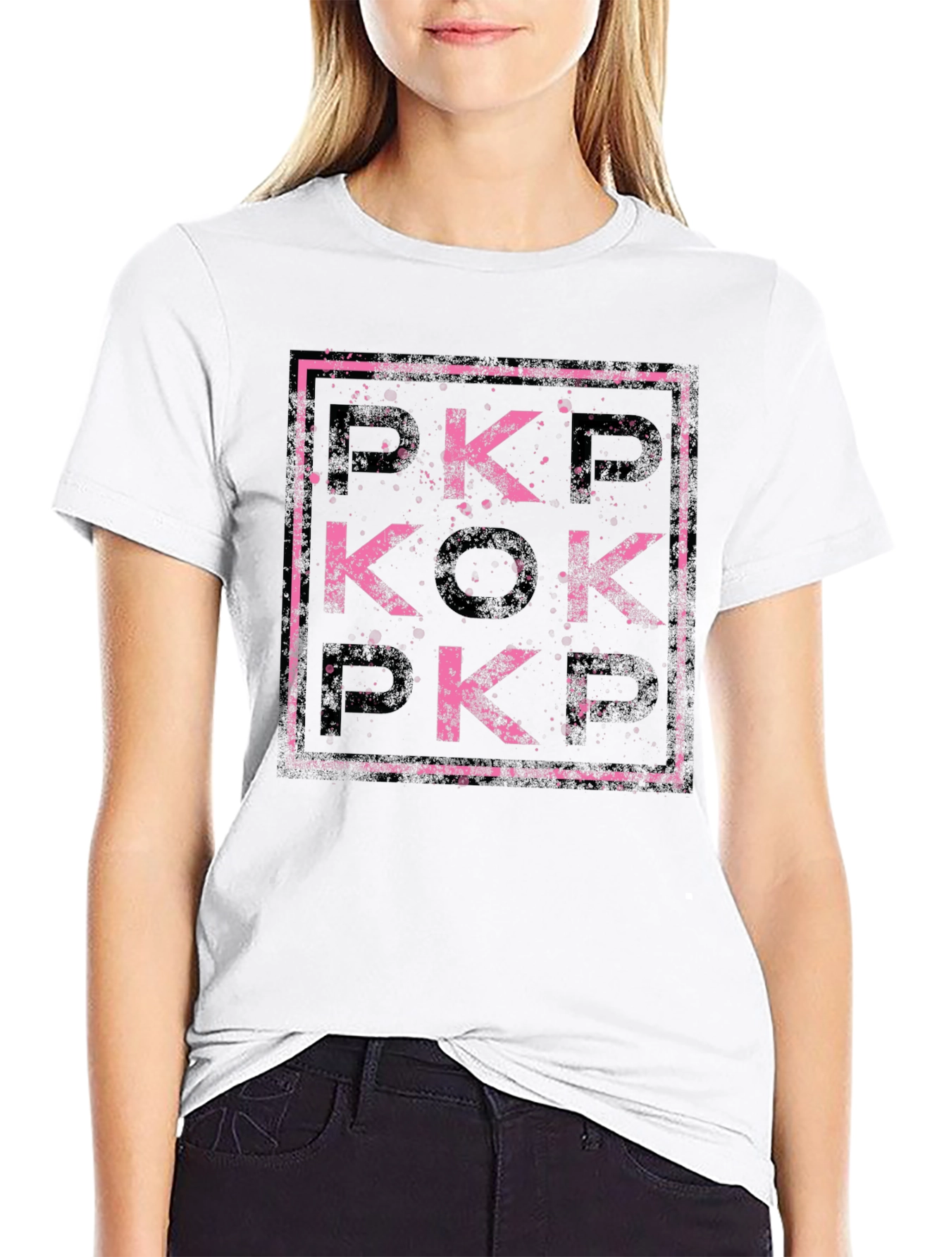 Abstract Pink and Black Graphic Tee
