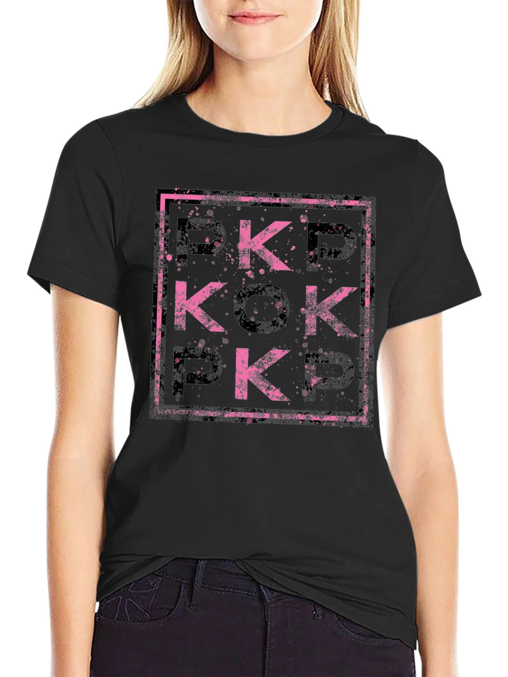 Abstract Pink and Black Graphic Tee