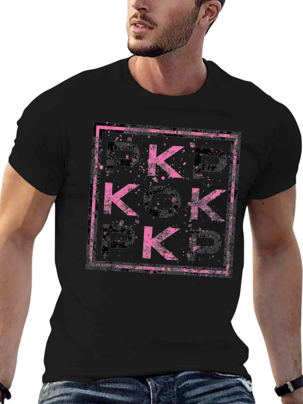 Abstract Pink and Black Graphic Tee
