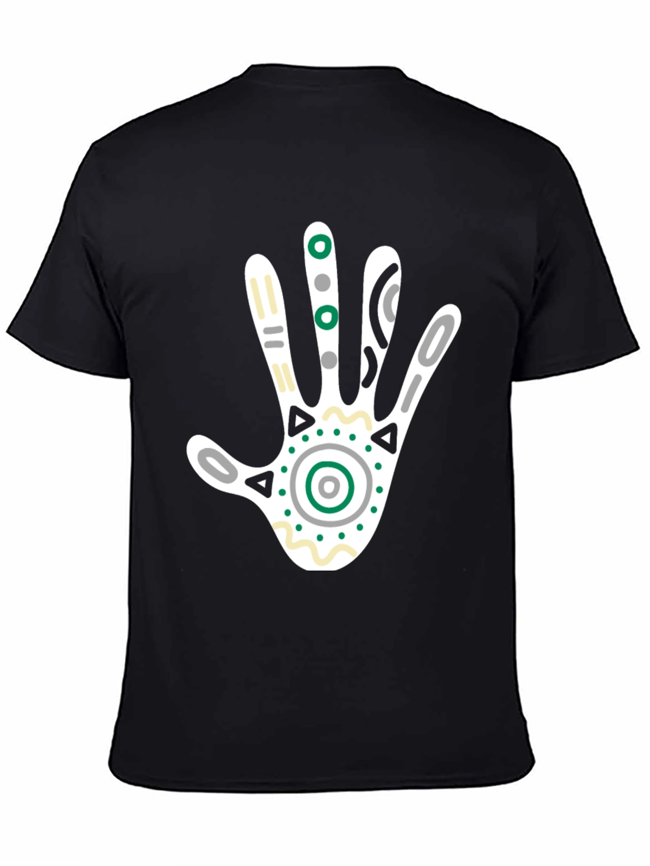 Abstract Hand Print Graphic Tee - Black