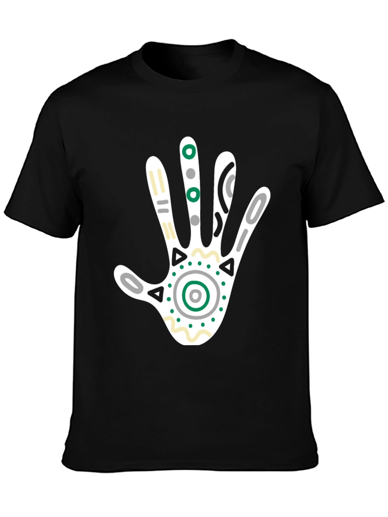 Abstract Hand Print Graphic Tee - Black