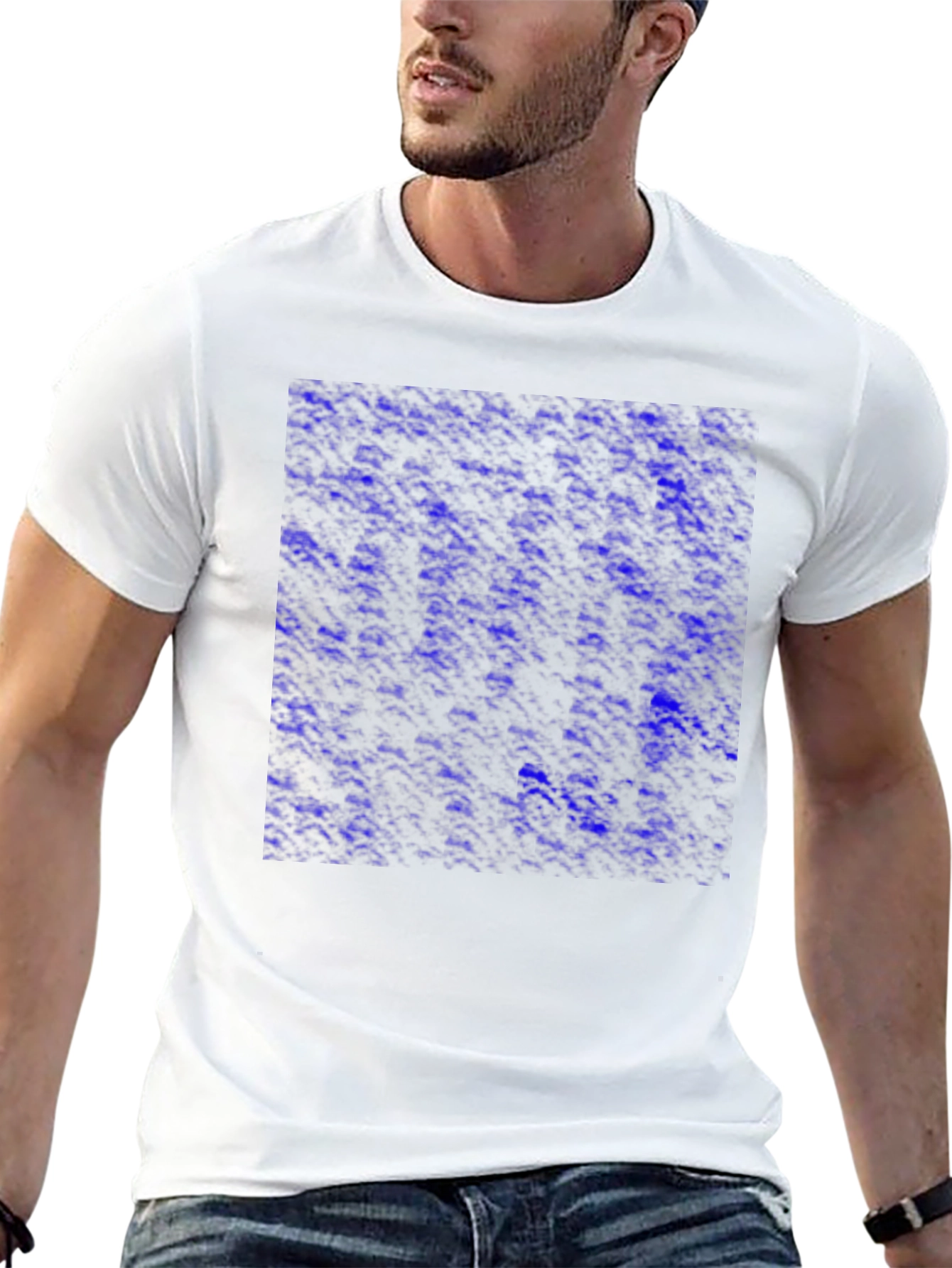 Abstract Blue Pattern Mens Black T-Shirt