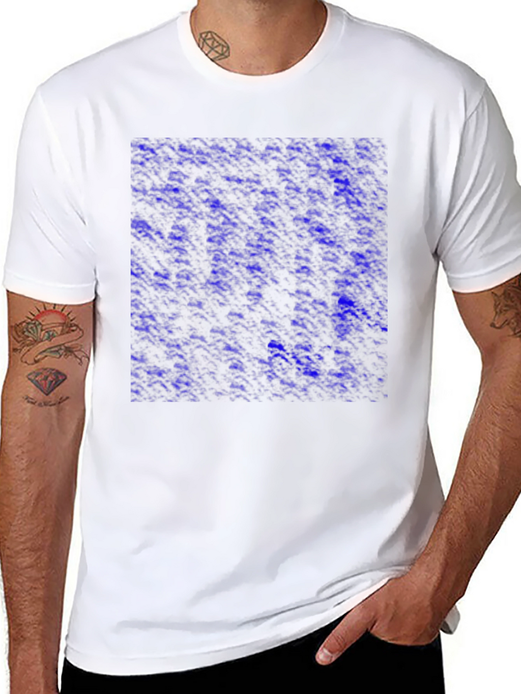 Abstract Blue Pattern Mens Black T-Shirt