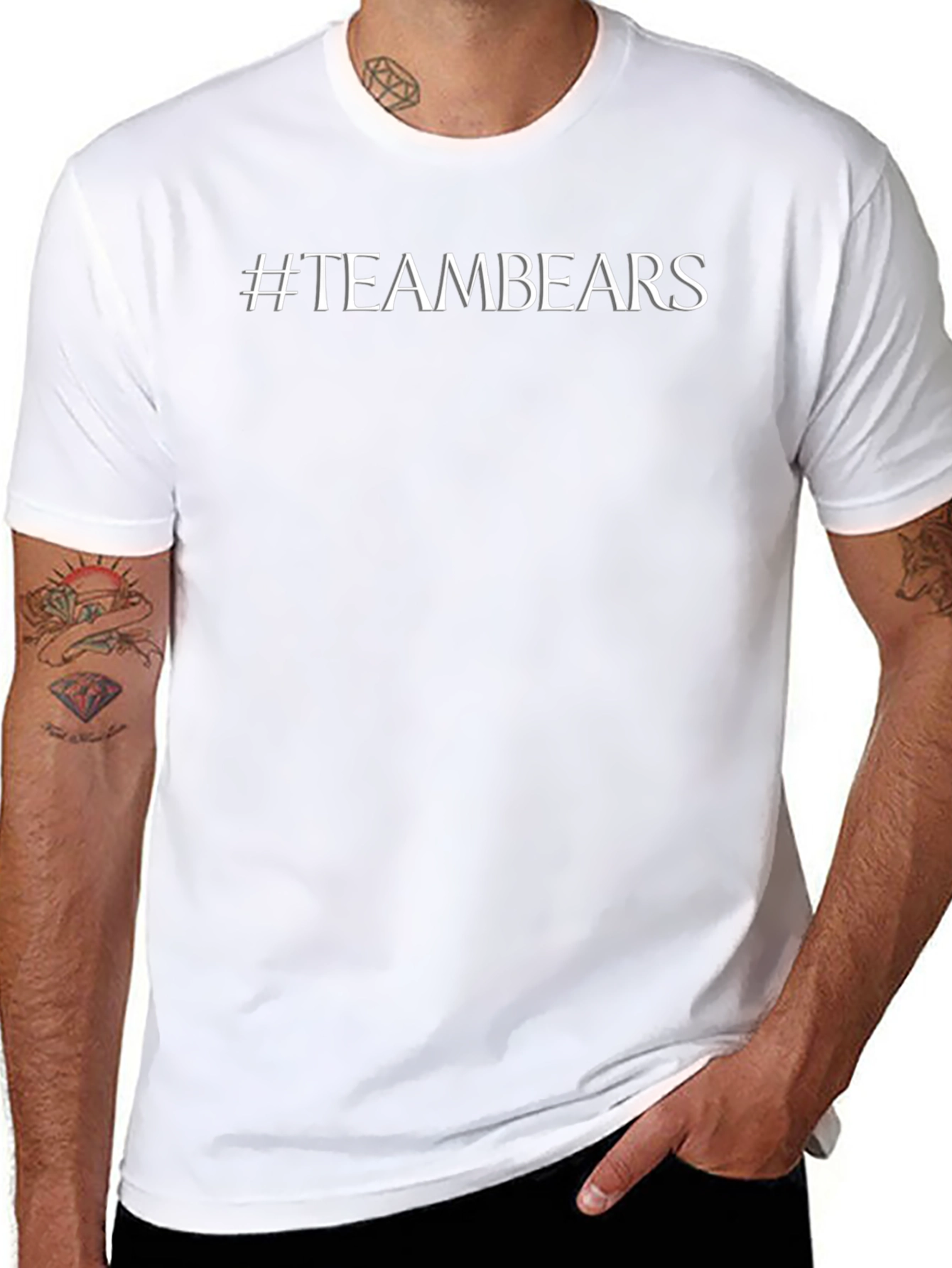 #TeamBears Black Cotton Crew Neck T-Shirt