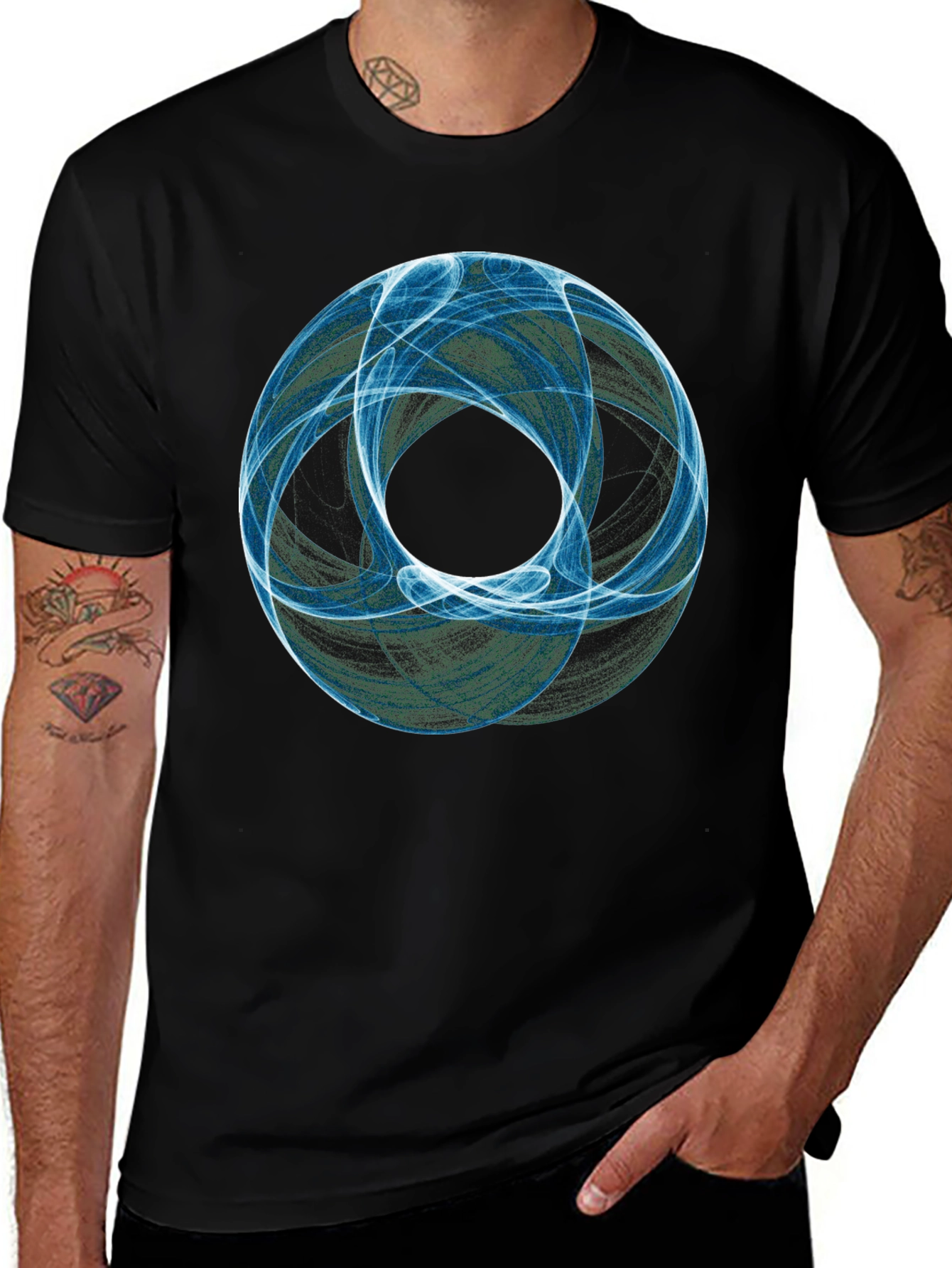 Abstract Sphere Graphic Tee - Modern Black T-Shirt