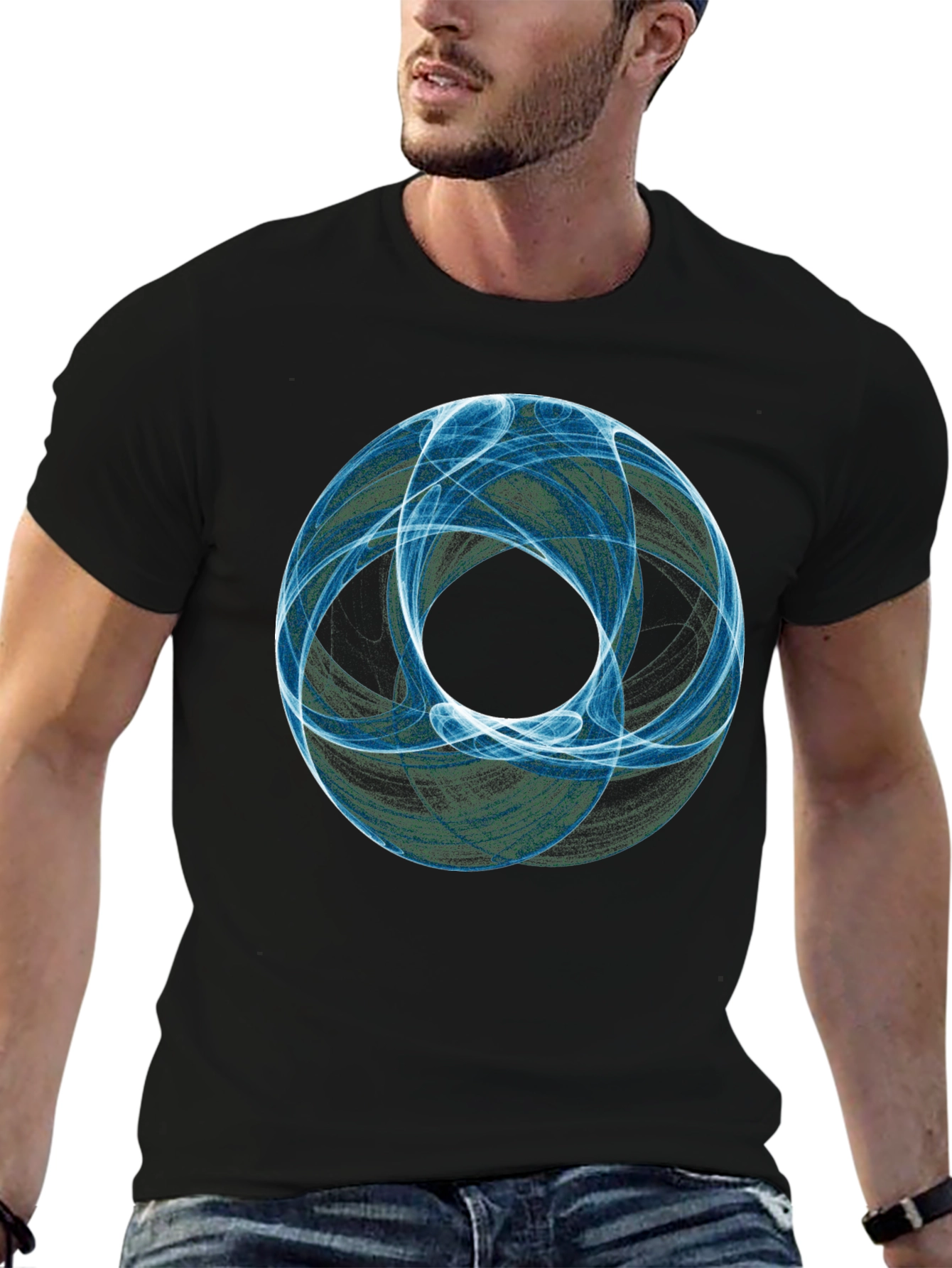 Abstract Sphere Graphic Tee - Modern Black T-Shirt