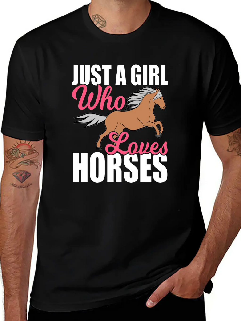 "Just A Girl Who Loves Horses" Horsing Shirt For Basic Graphic T-Shirt – Daily Comfort In Soft Cotton