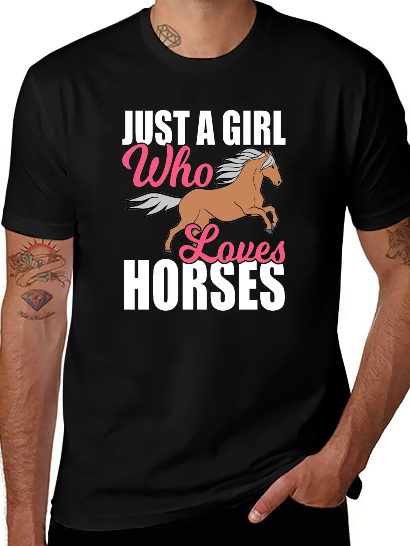 "Just A Girl Who Loves Horses" Horsing Shirt For Basic Graphic T-Shirt – Daily Comfort In Soft Cotton