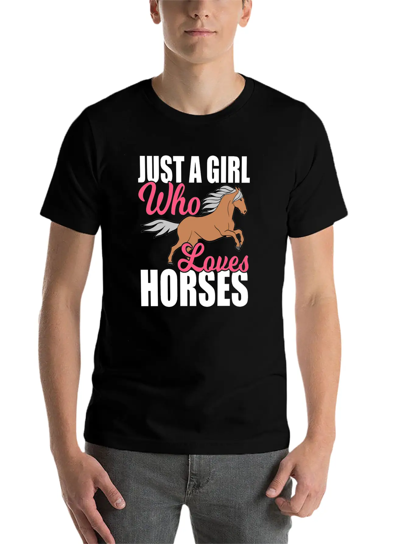 "Just A Girl Who Loves Horses" Horsing Shirt For Basic Graphic T-Shirt – Daily Comfort In Soft Cotton