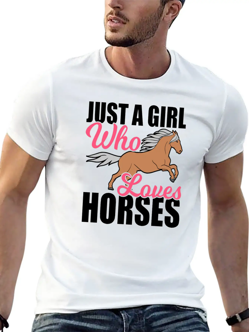 "Just A Girl Who Loves Horses" Horsing Shirt For Basic Graphic T-Shirt – Daily Comfort In Soft Cotton