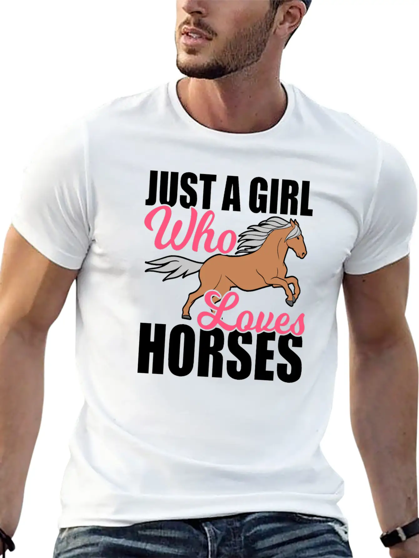 "Just A Girl Who Loves Horses" Horsing Shirt For Basic Graphic T-Shirt – Daily Comfort In Soft Cotton