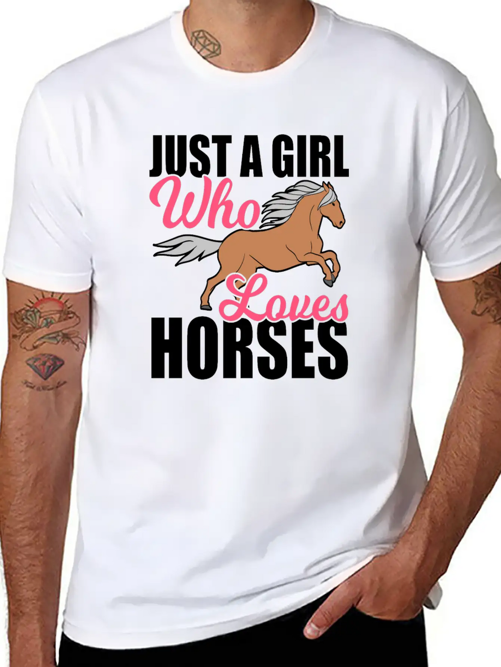 "Just A Girl Who Loves Horses" Horsing Shirt For Basic Graphic T-Shirt – Daily Comfort In Soft Cotton
