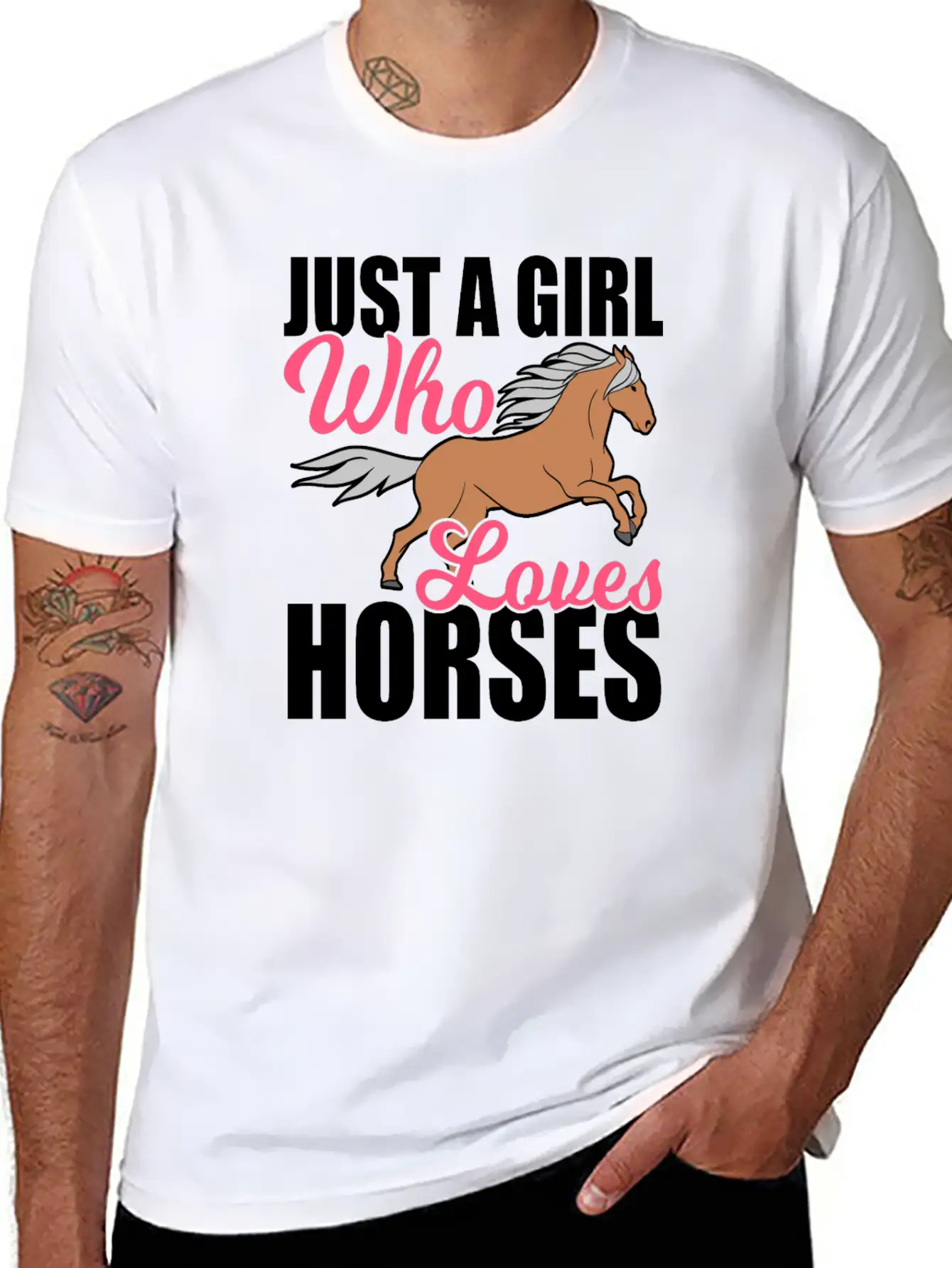 "Just A Girl Who Loves Horses" Horsing Shirt For Basic Graphic T-Shirt – Daily Comfort In Soft Cotton