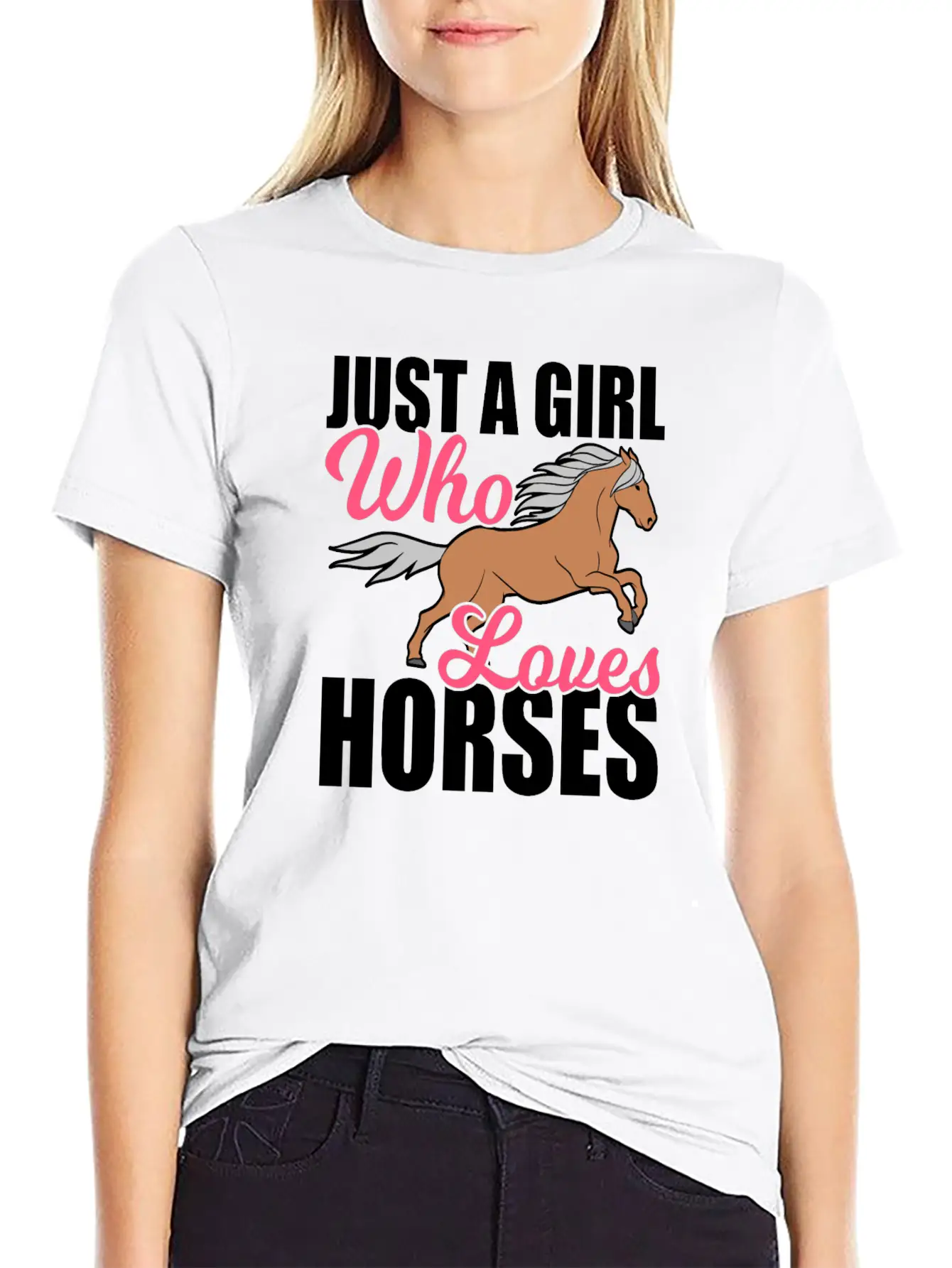 "Just A Girl Who Loves Horses" Horsing Shirt For Basic Graphic T-Shirt – Daily Comfort In Soft Cotton