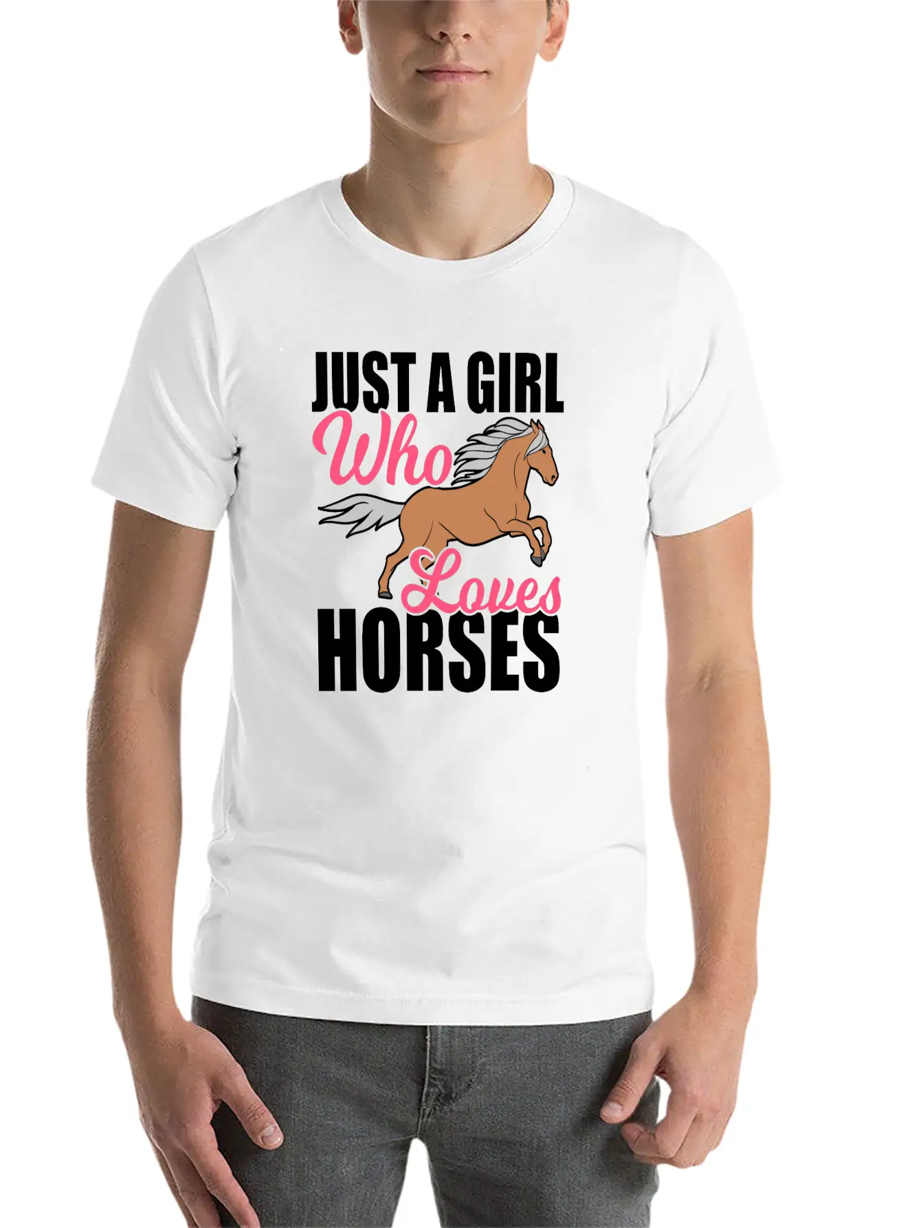 "Just A Girl Who Loves Horses" Horsing Shirt For Basic Graphic T-Shirt – Daily Comfort In Soft Cotton