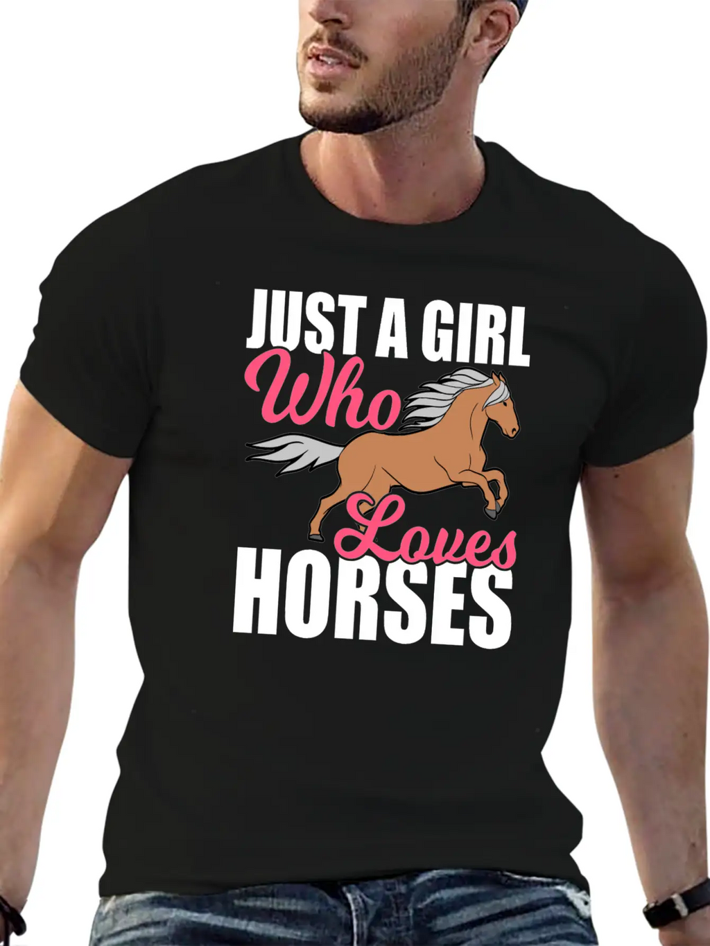 "Just A Girl Who Loves Horses" Horsing Shirt For Basic Graphic T-Shirt – Daily Comfort In Soft Cotton