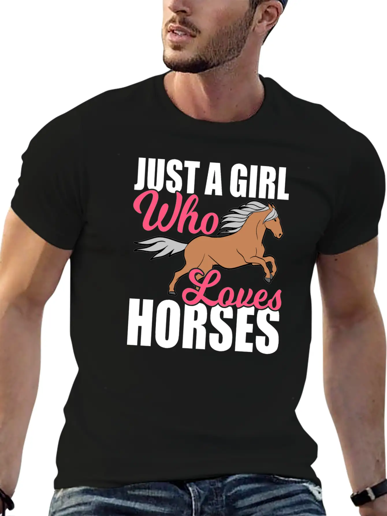 "Just A Girl Who Loves Horses" Horsing Shirt For Basic Graphic T-Shirt – Daily Comfort In Soft Cotton