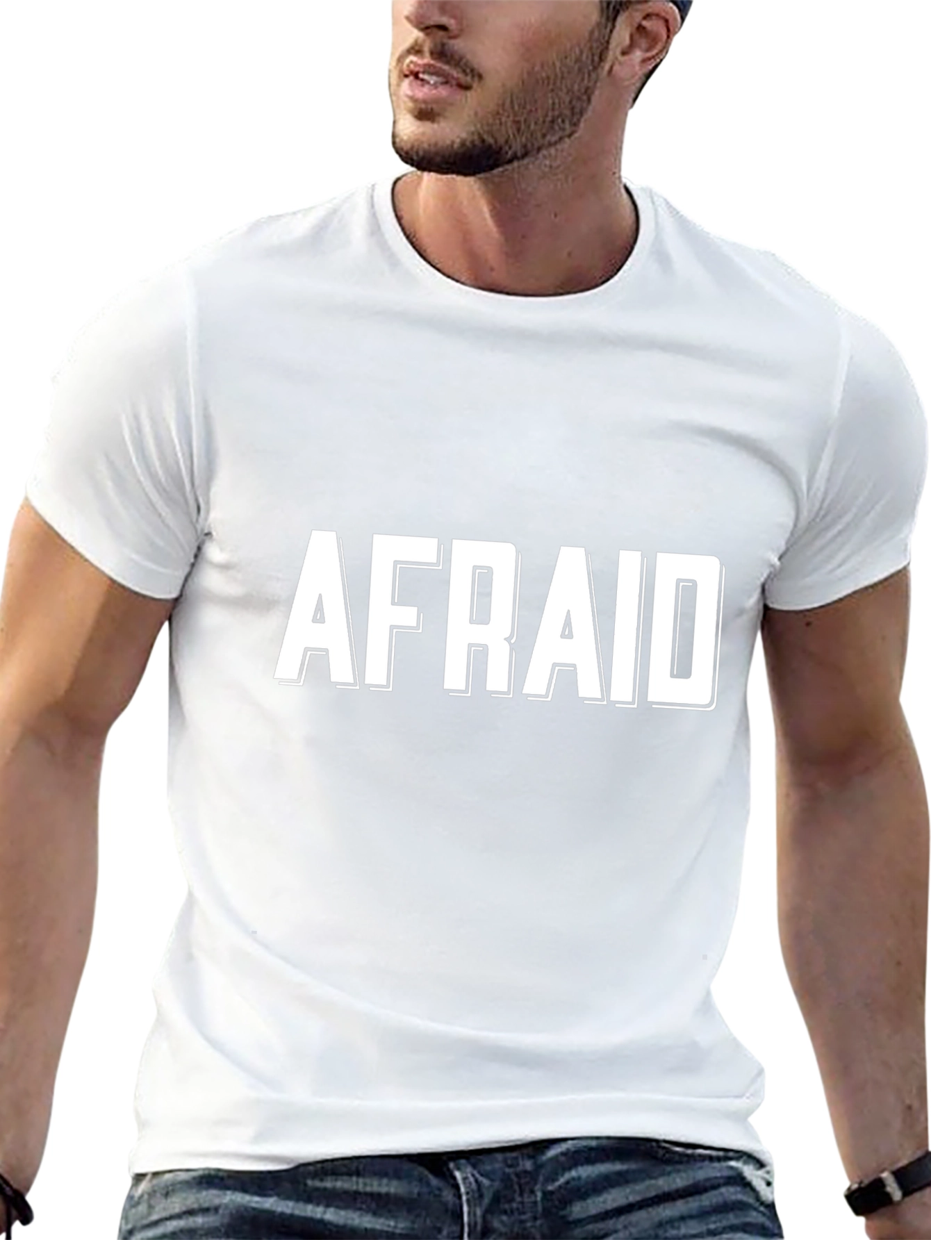 Afraid Graphic Tee - Mens Black Cotton T-Shirt
