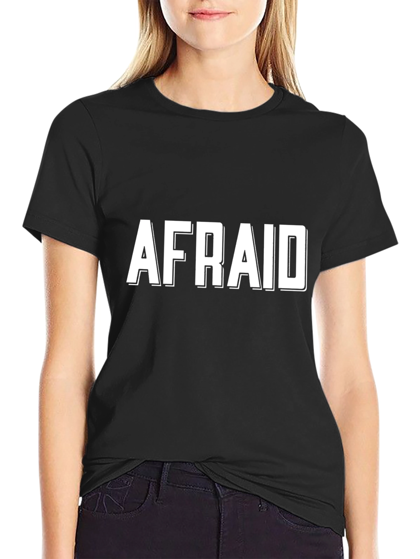 Afraid Graphic Tee - Mens Black Cotton T-Shirt