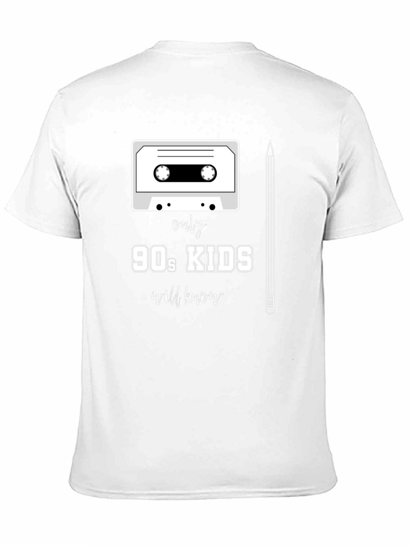 90s Kids T-Shirt - Cassette Tape & Pencil Design