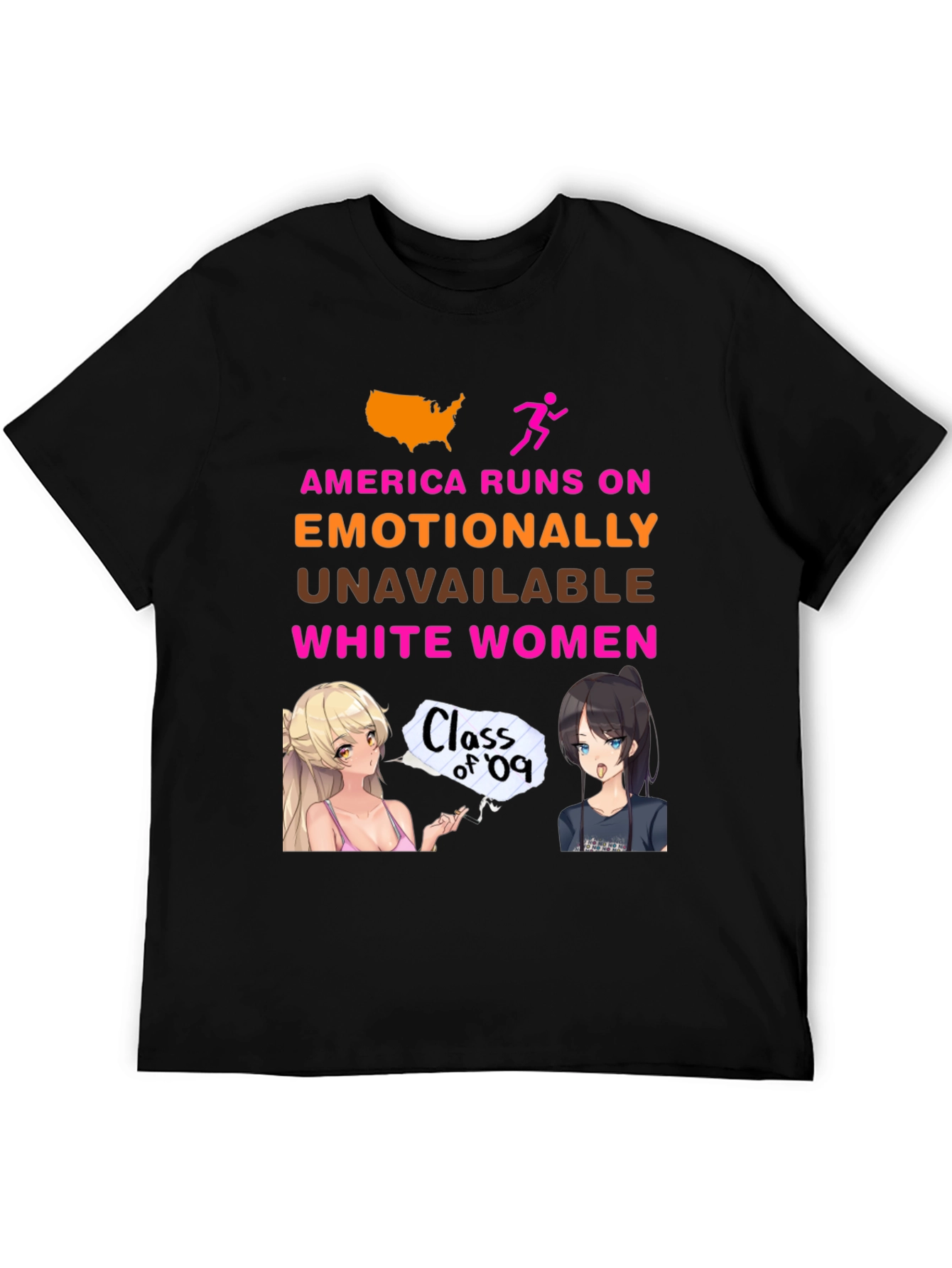 America Runs On T-Shirt: Emotional Anime Women Tee