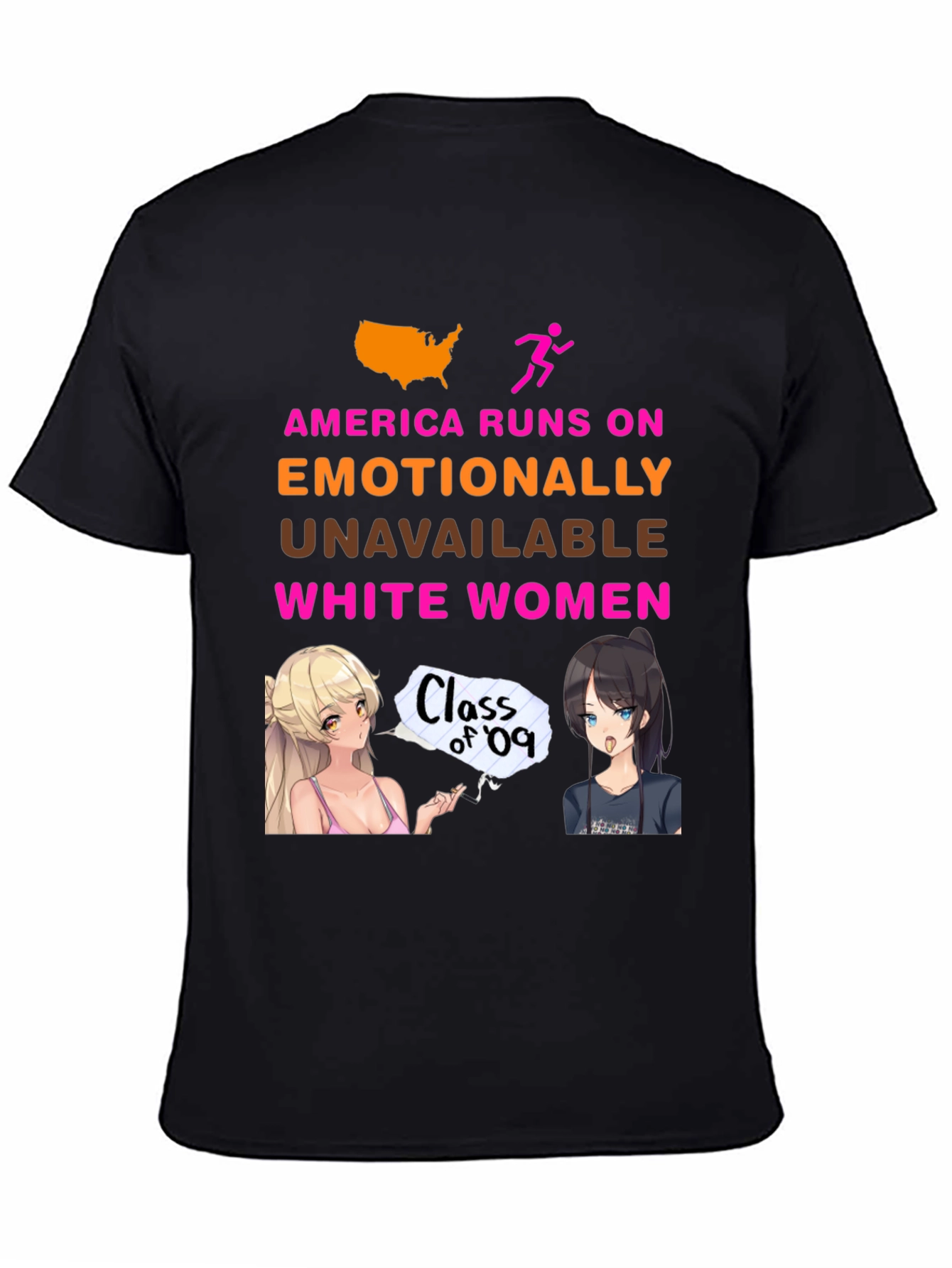 America Runs On T-Shirt: Emotional Anime Women Tee