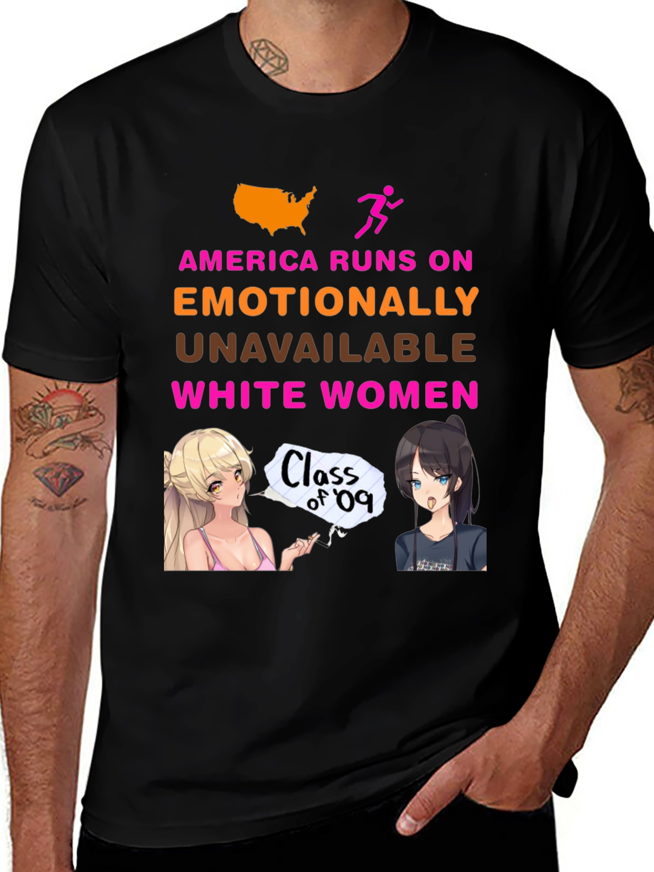 America Runs On T-Shirt: Emotional Anime Women Tee