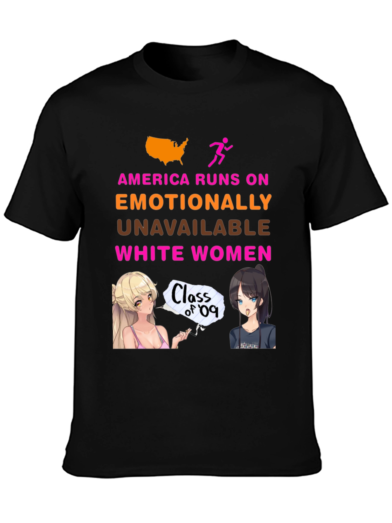 America Runs On T-Shirt: Emotional Anime Women Tee