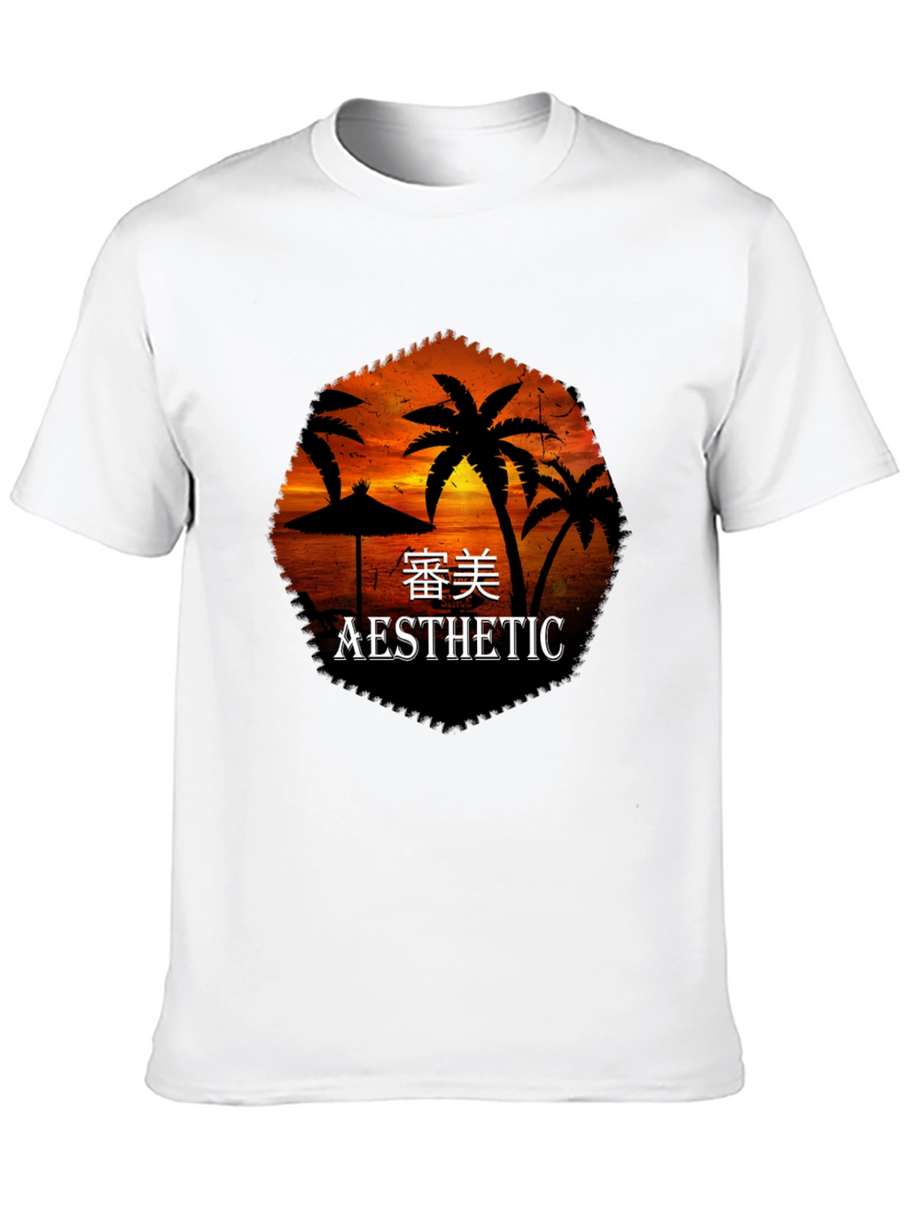 Aesthetic Palm Sunset Black T-Shirt