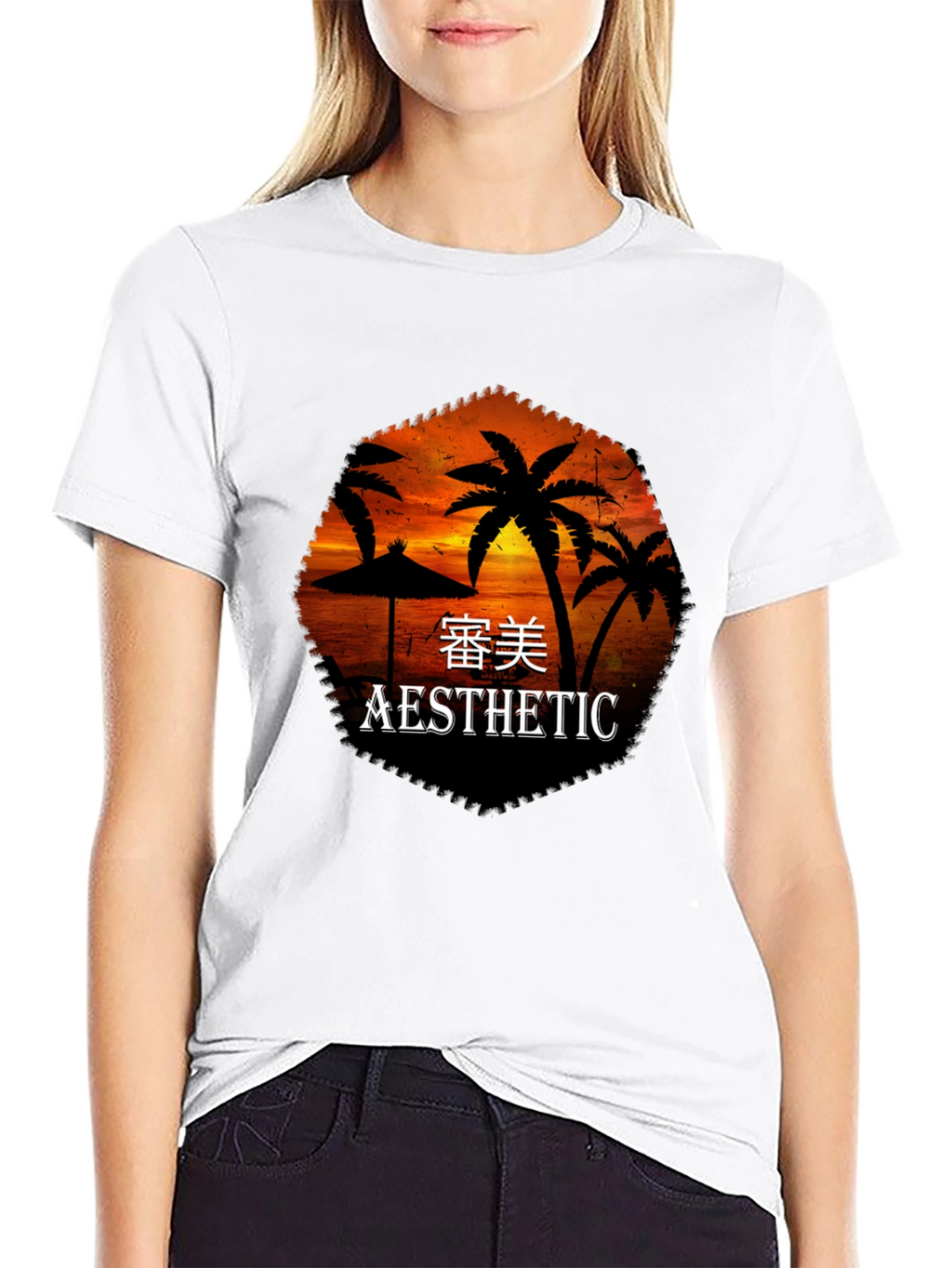 Aesthetic Palm Sunset Black T-Shirt