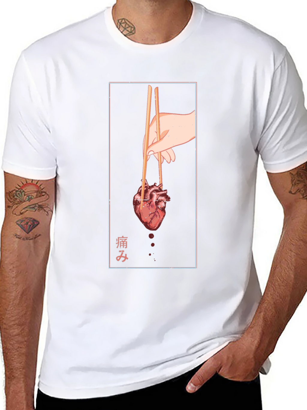 Anatomical Heart Chopsticks Graphic T-Shirt
