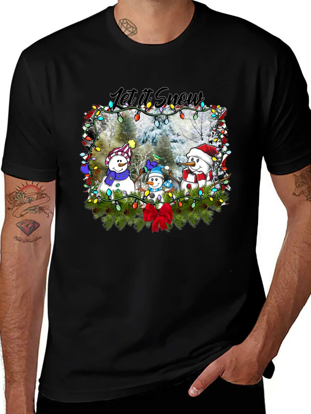 "Let It Snow Let It Snow Let It Snow" Christmas Basic Graphic T-Shirt – Daily Comfort In Soft Cotton