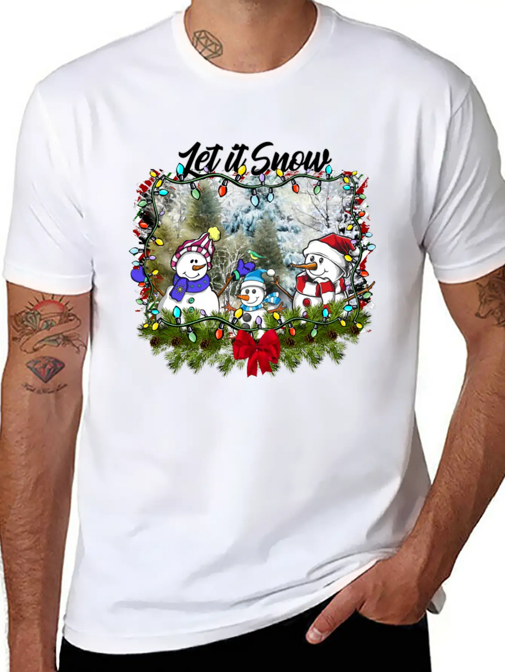 "Let It Snow Let It Snow Let It Snow" Christmas Basic Graphic T-Shirt – Daily Comfort In Soft Cotton