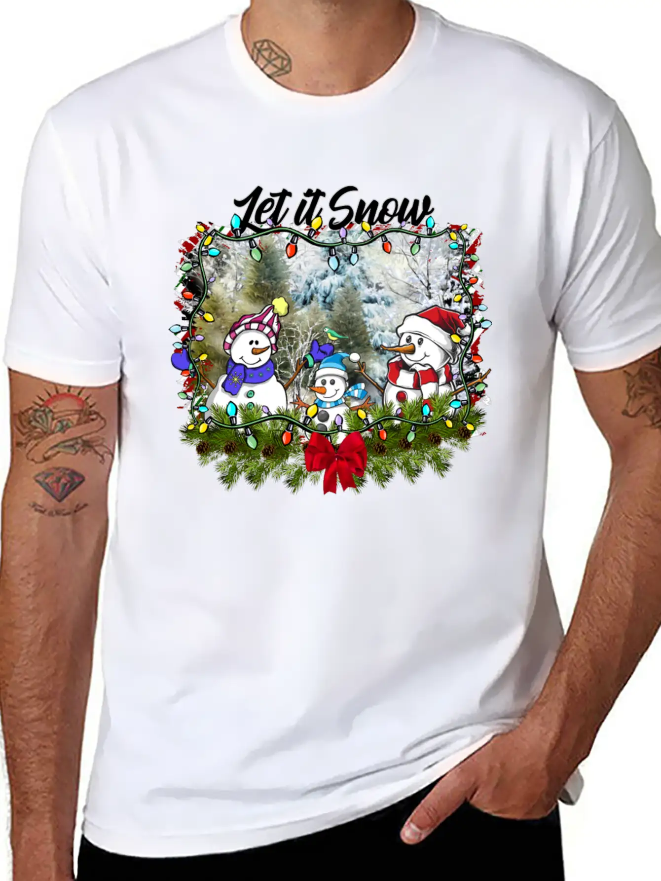 "Let It Snow Let It Snow Let It Snow" Christmas Basic Graphic T-Shirt – Daily Comfort In Soft Cotton