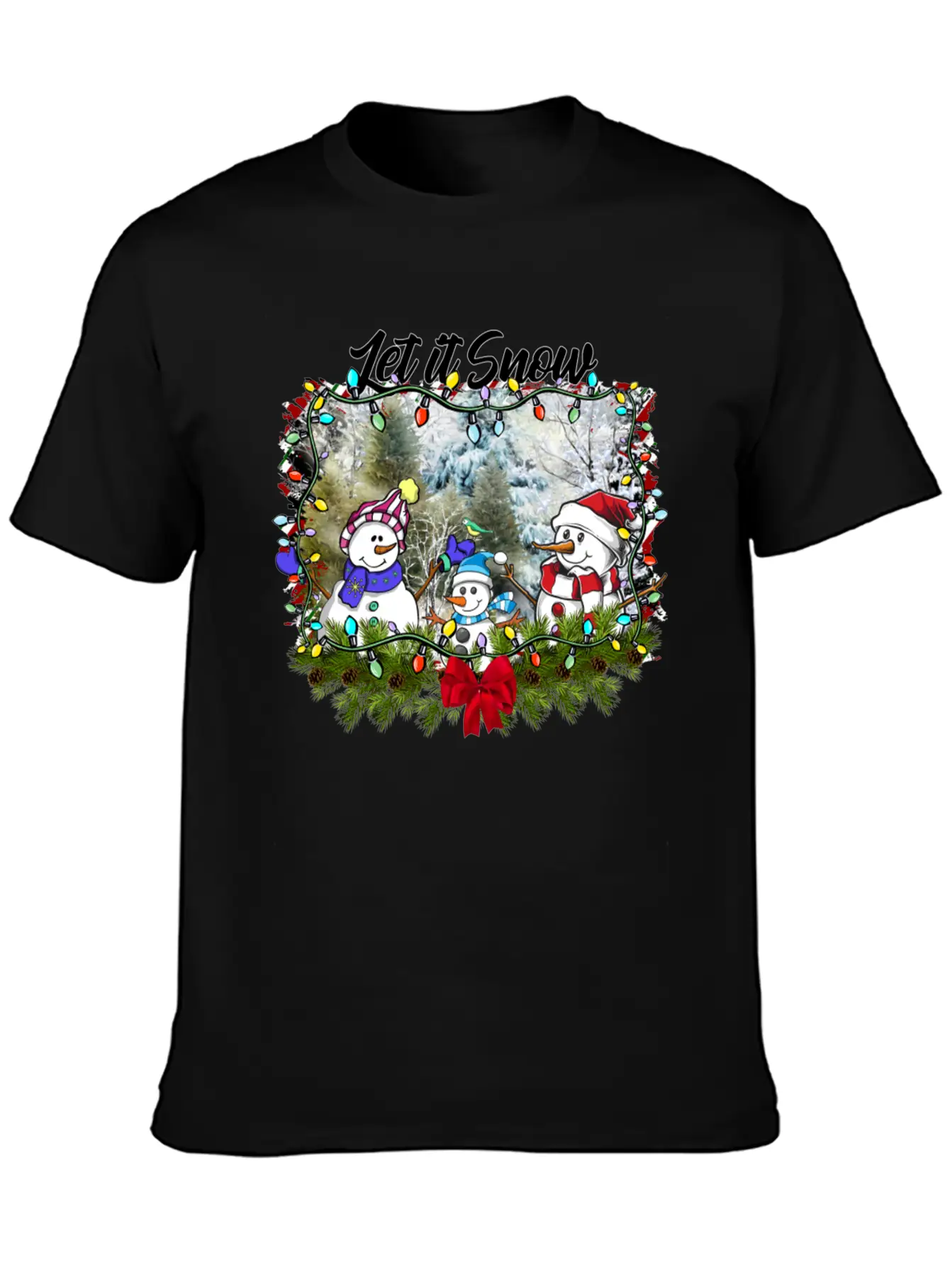 "Let It Snow Let It Snow Let It Snow" Christmas Basic Graphic T-Shirt – Daily Comfort In Soft Cotton