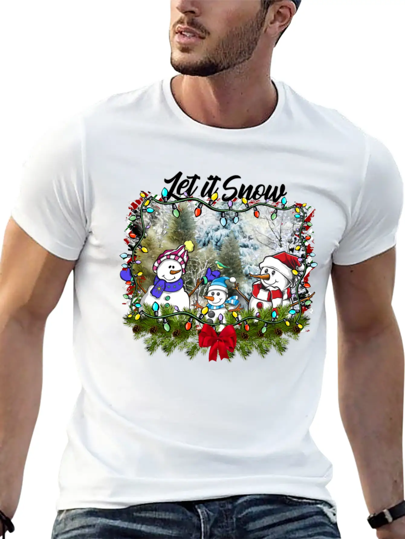 "Let It Snow Let It Snow Let It Snow" Christmas Basic Graphic T-Shirt – Daily Comfort In Soft Cotton