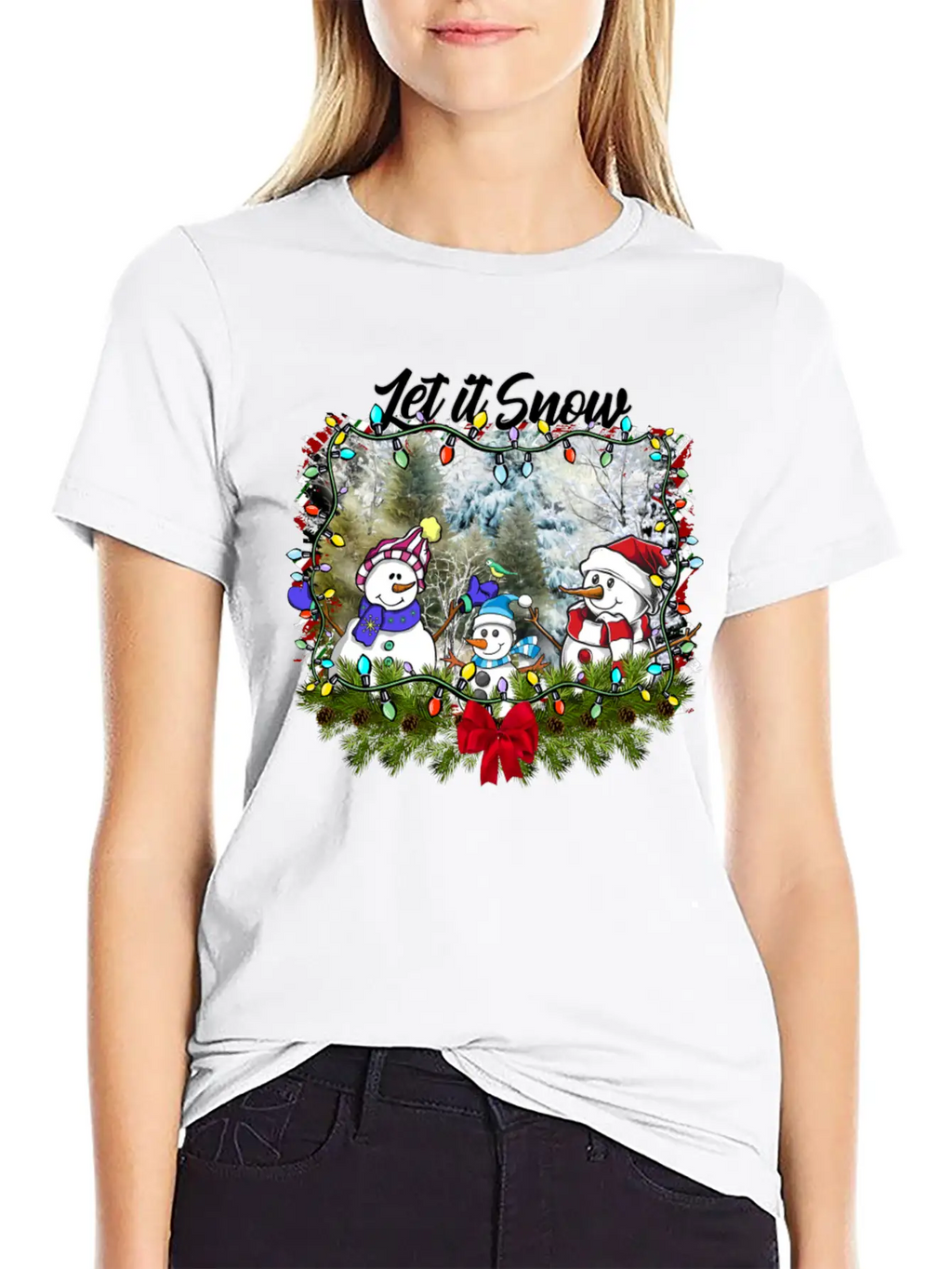 "Let It Snow Let It Snow Let It Snow" Christmas Basic Graphic T-Shirt – Daily Comfort In Soft Cotton