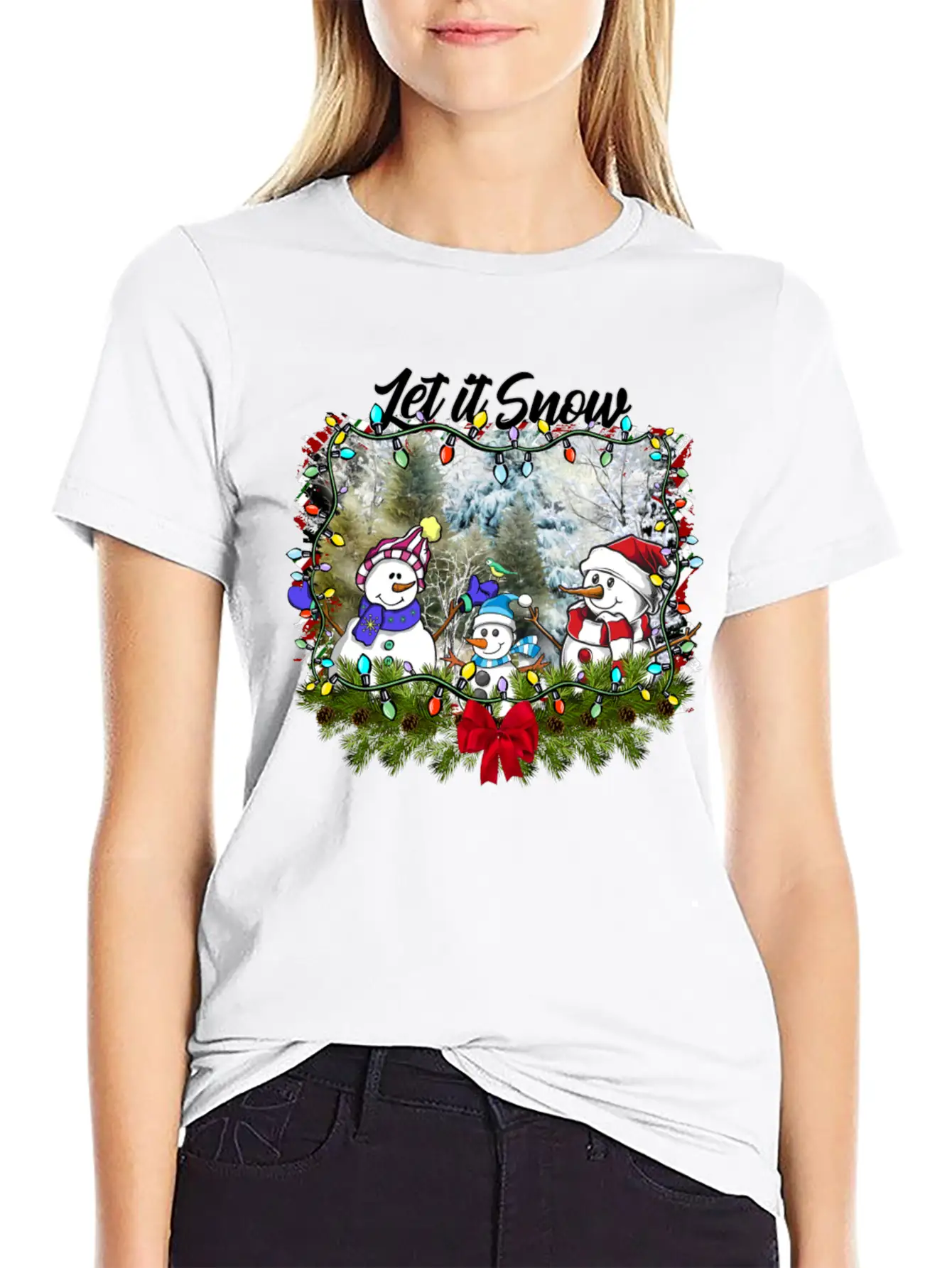 "Let It Snow Let It Snow Let It Snow" Christmas Basic Graphic T-Shirt – Daily Comfort In Soft Cotton